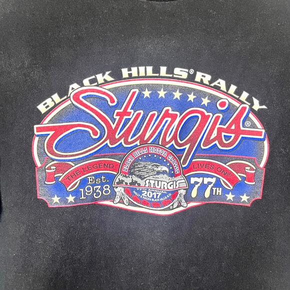 Sturgis 77th Annual Black Hills Rally T Shirt Mens Large Black Eagle - Picture 3 of 5